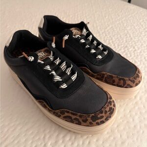 Hey Dude Black and Leopard Casual Shoes